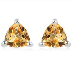 🆕️Brazilian Citrine Solitaire Stud Earrings in 925 Silver
